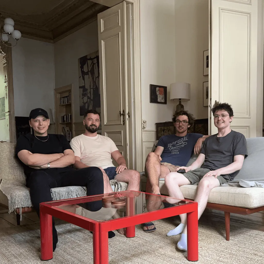 Polaroid of the Meteroid team at an offsite