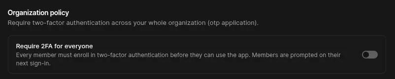 Multi-factor authentication policy settings