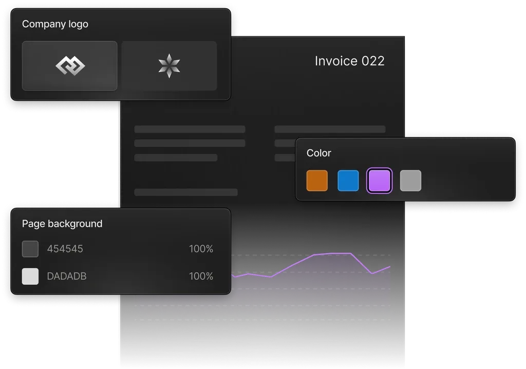 Branded invoice preview in Meteroid