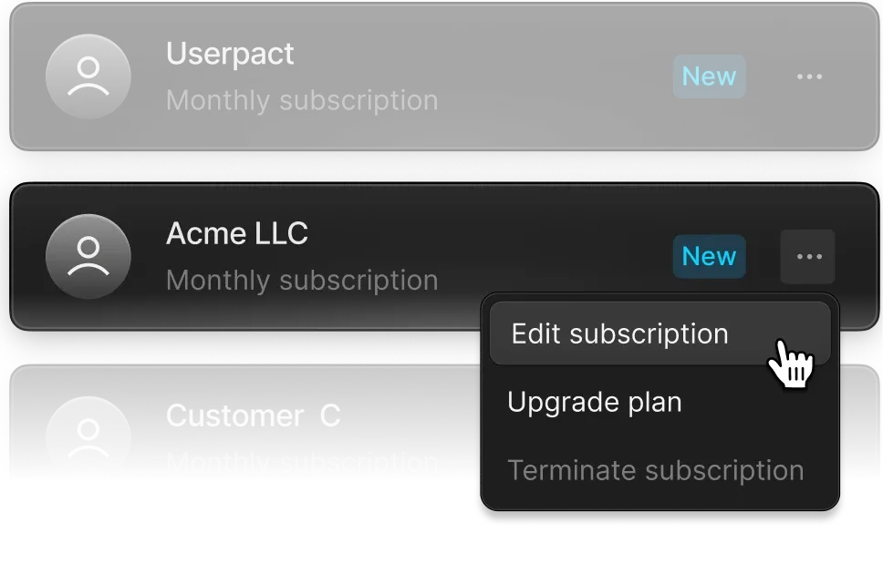 Plan management interface in Meteroid