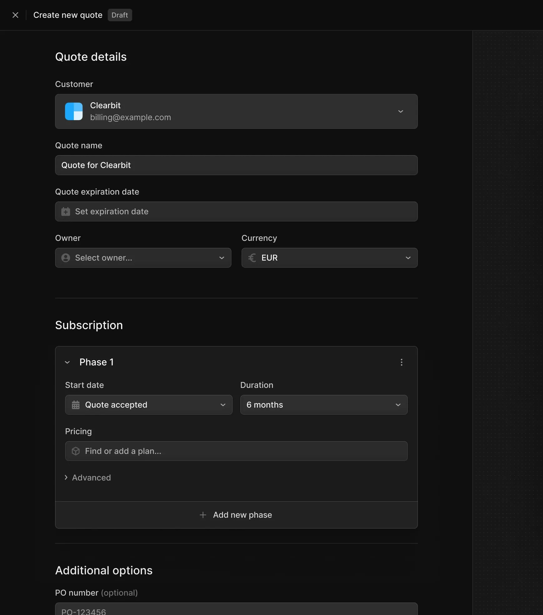 Custom quote builder for Sales in Meteroid