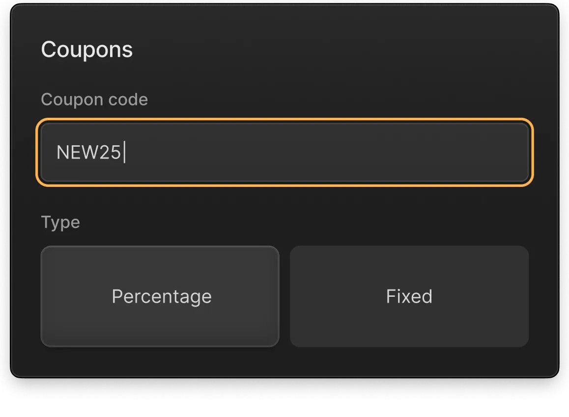 Trial and coupon configuration in Meteroid